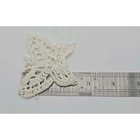 Vintage Christmas Tree Ornament Hand Crocheted Butterfly White Holiday Decorate - Picture 6 of 6